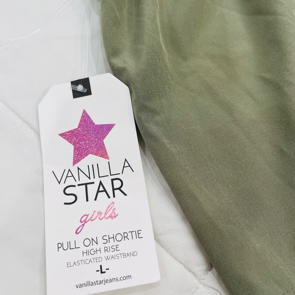 VANILLA STAR• Girls Olive Green Pull On Shortie High Rise Elastic Waist Shorts L - Picture 7 of 7